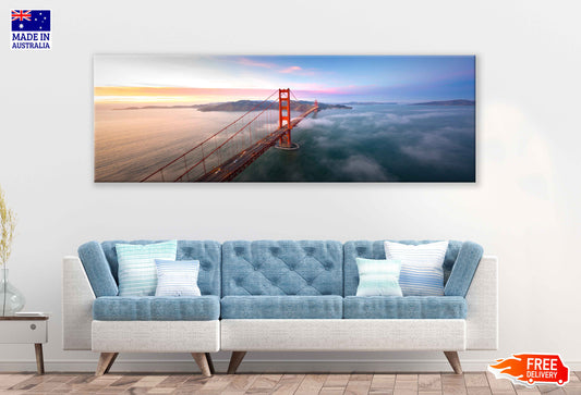 Panoramic Canvas Golden Gate Bridge View Photograph High Quality 100% Australian Made Wall Canvas Print Ready to Hang