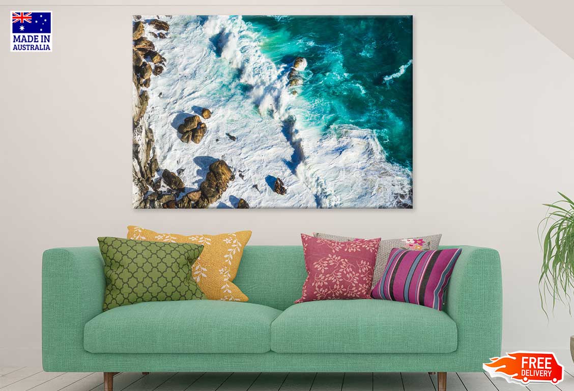 Sea Foam on Rocks View Photograph Print 100% Australian Made