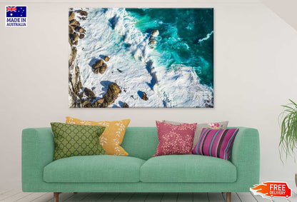Sea Foam on Rocks View Photograph Print 100% Australian Made