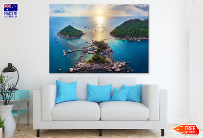 Rocks On Sea & Sunset Scenery View Photograph Print 100% Australian Made