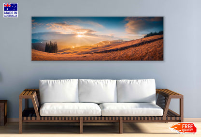 Panoramic Forest Hill Sunset Scenery Photograph High Quality 100% Australian Made Wall Canvas Print Ready to Hang