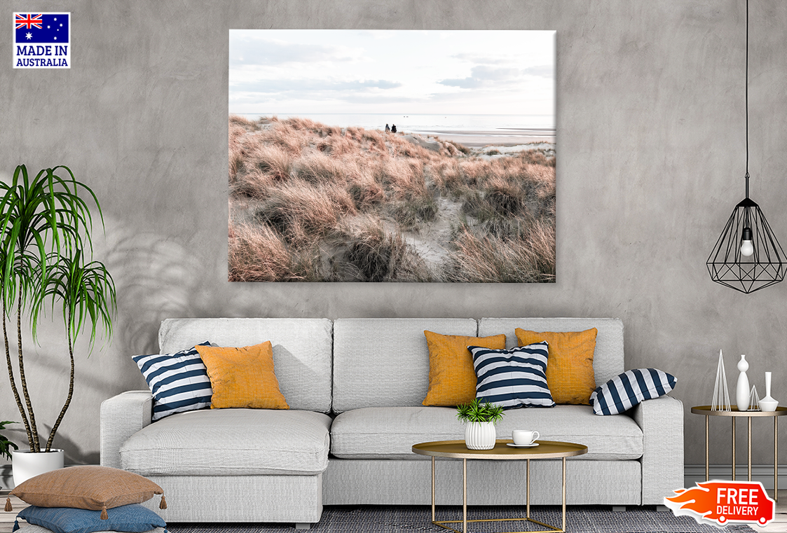 Plant On Sea Shore & Sea Sky View Print 100% Australian Made