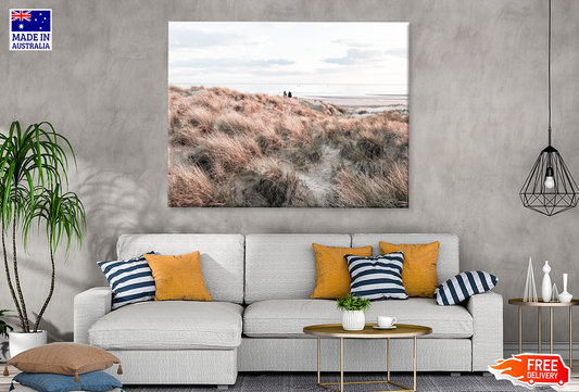 Plant On Sea Shore & Sea Sky View Print 100% Australian Made