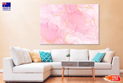 White Pink Liquid & Gold Abstract Design Print 100% Australian Made