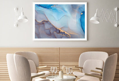 Grey Blue & Gold Fluid Abstract Design Home Decor Premium Quality Poster Print Choose Your Sizes