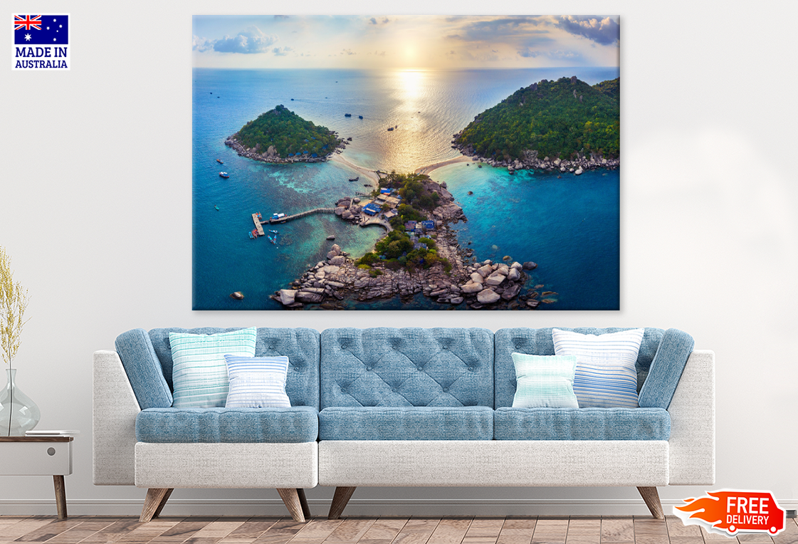 Rocks On Sea & Sunset Scenery View Photograph Print 100% Australian Made