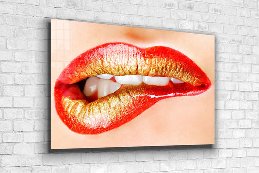 Provocative Red Lips Print Tempered Glass Wall Art 100% Made in Australia Ready to Hang