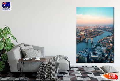 London City & Lake Skyline Aerial View Photograph Print 100% Australian Made