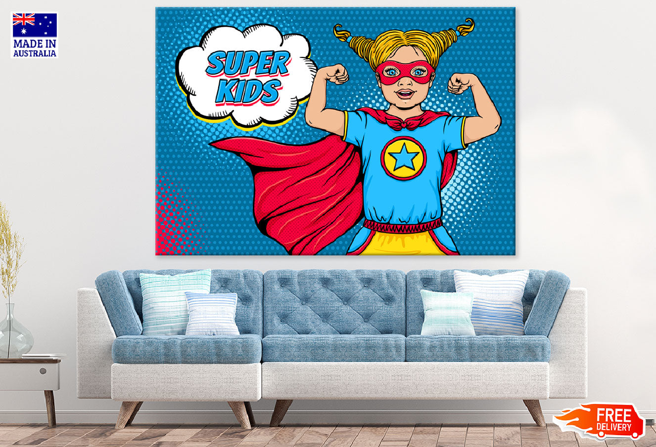Super Kids Girl Colorful Illustration Print 100% Australian Made