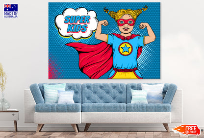Super Kids Girl Colorful Illustration Print 100% Australian Made