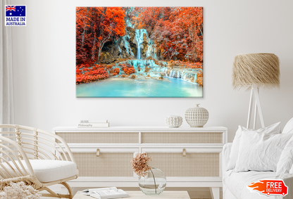 Autumn Trees & Waterfall View Print 100% Australian Made