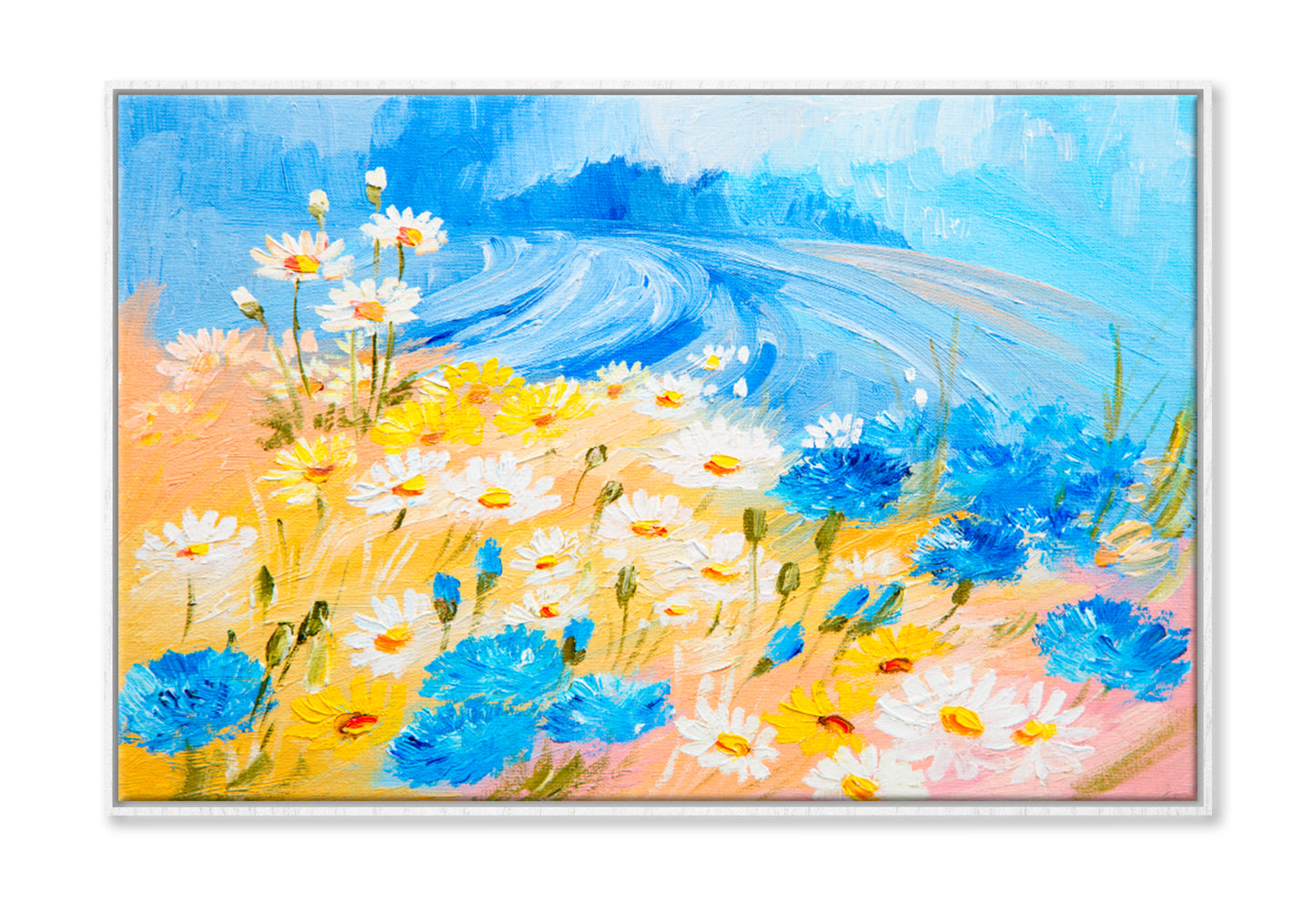 Abstract Illustration of Flowers Oil Painting Wall Art Limited Edition High Quality Print Canvas Box Framed White