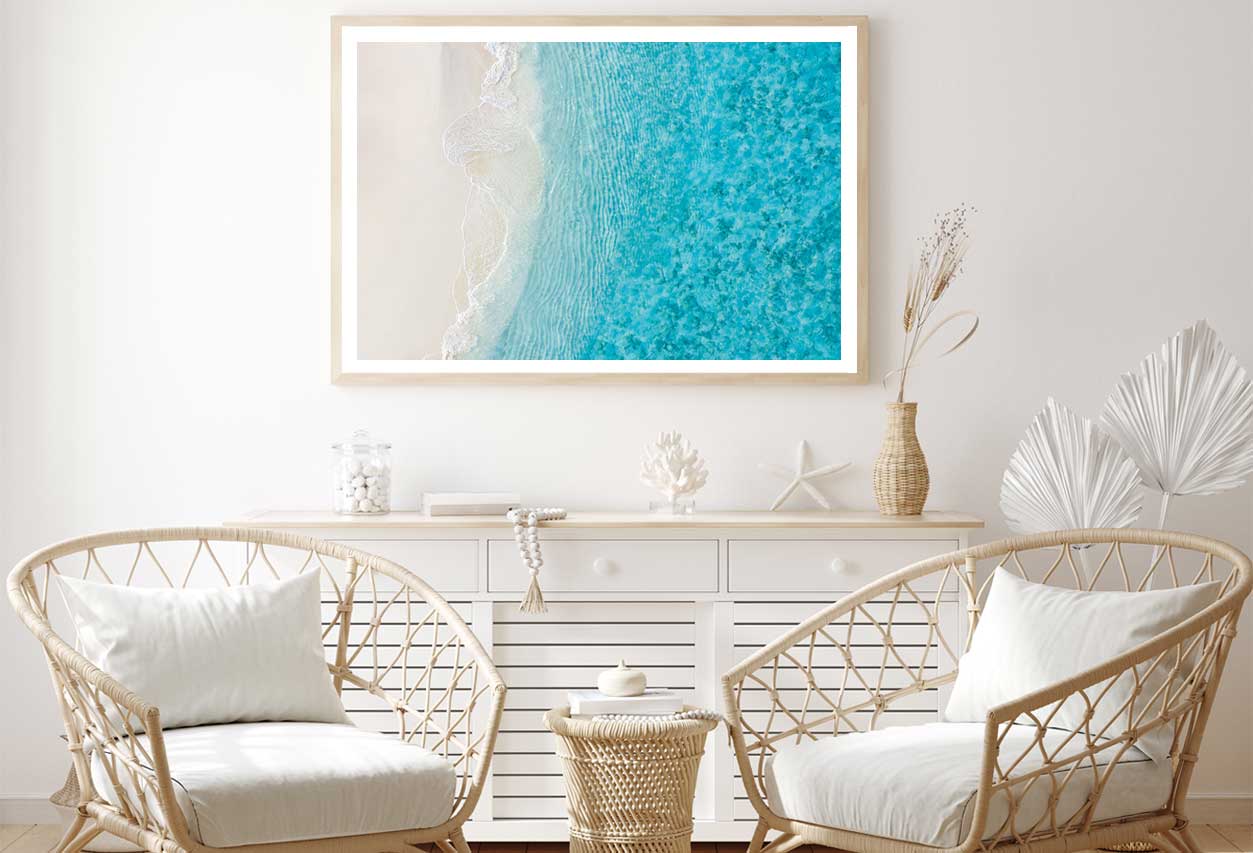 Clear Blue Sea Waves on Sand View Photograph Home Decor Premium Quality Poster Print Choose Your Sizes