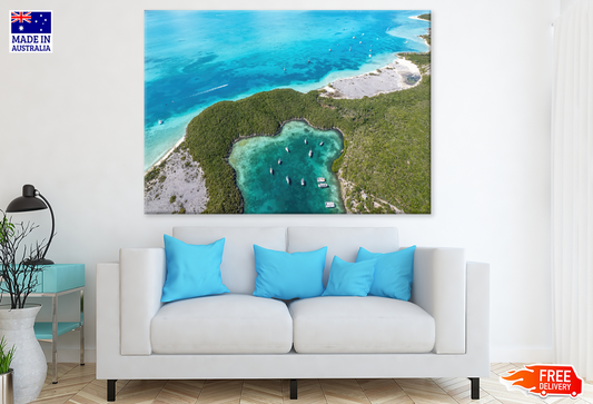 Mountain Rocks & Sea Aerial View Print 100% Australian Made