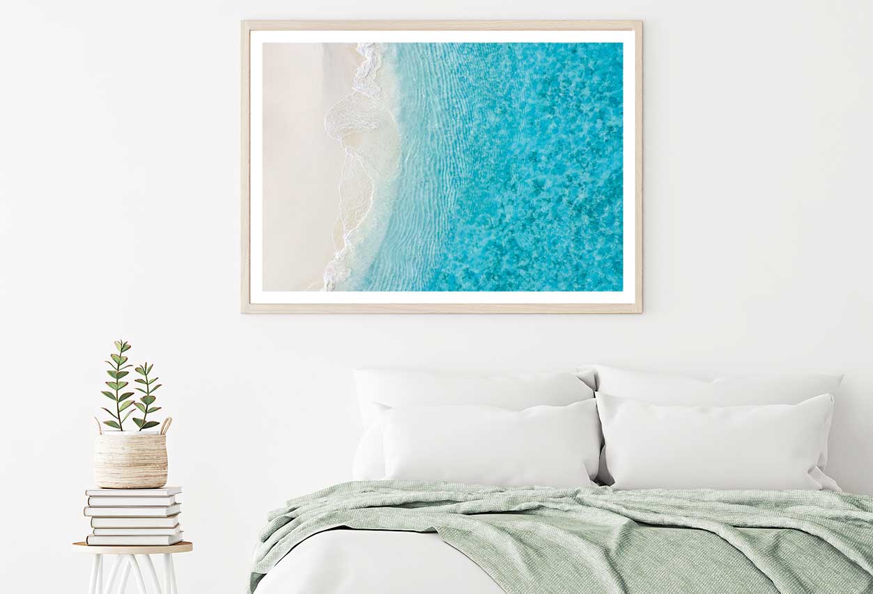 Clear Blue Sea Waves on Sand View Photograph Home Decor Premium Quality Poster Print Choose Your Sizes