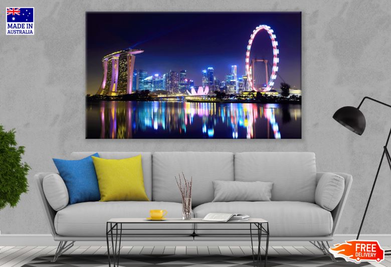 Singapore City Skyline at Night Print 100% Australian Made
