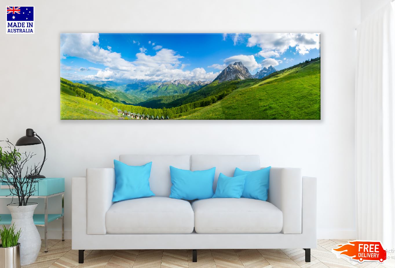 Panoramic Canvas Sky & Hill Mountain Scenery Photograph High Quality 100% Australian Made Wall Canvas Print Ready to Hang
