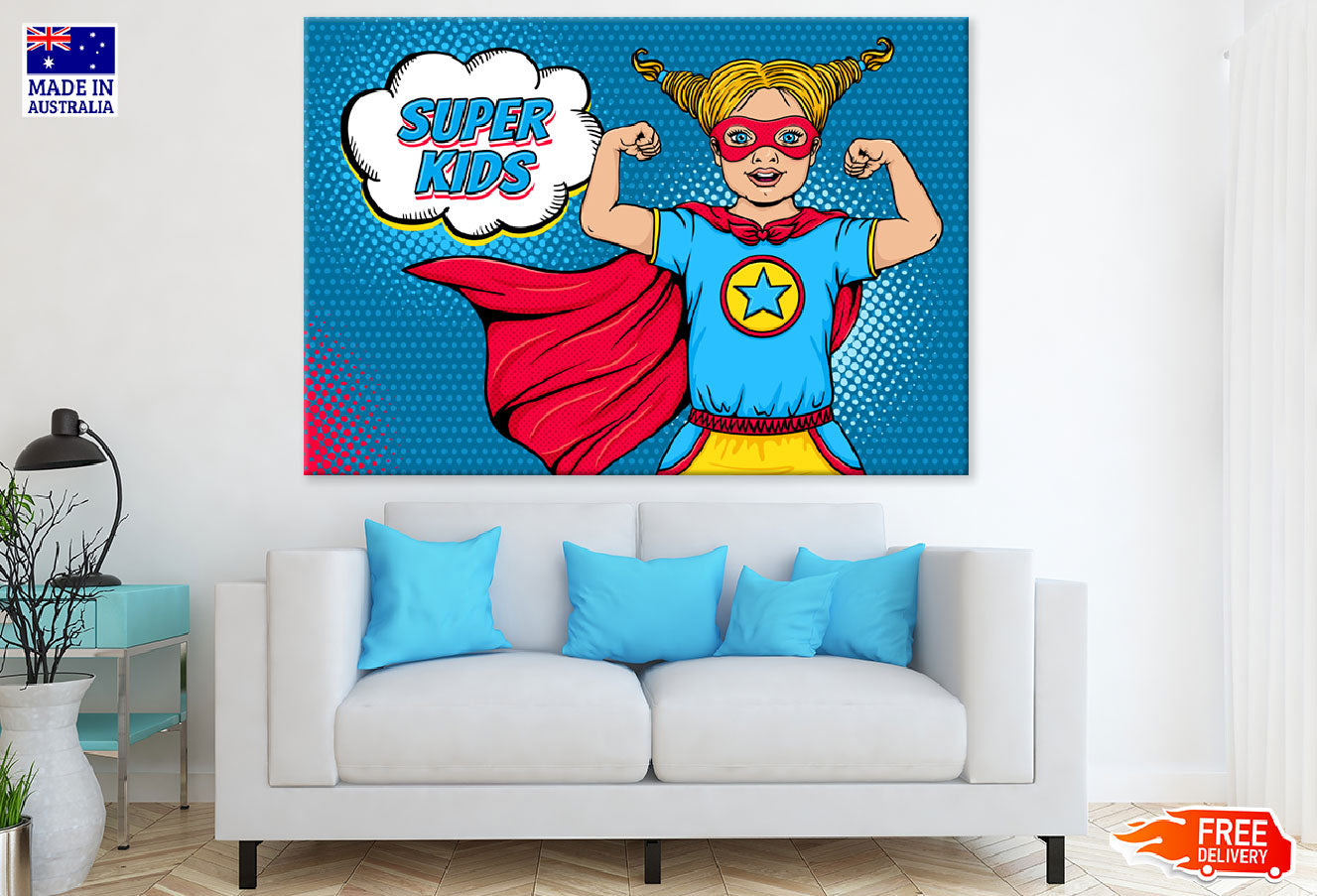Super Kids Girl Colorful Illustration Print 100% Australian Made