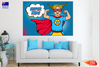 Super Kids Girl Colorful Illustration Print 100% Australian Made