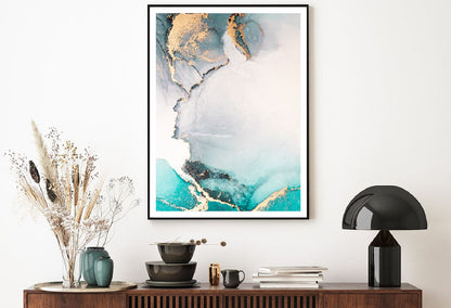 Green Grey & Gold Marble Abstract Design Home Decor Premium Quality Poster Print Choose Your Sizes