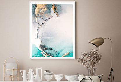 Green Grey & Gold Marble Abstract Design Home Decor Premium Quality Poster Print Choose Your Sizes