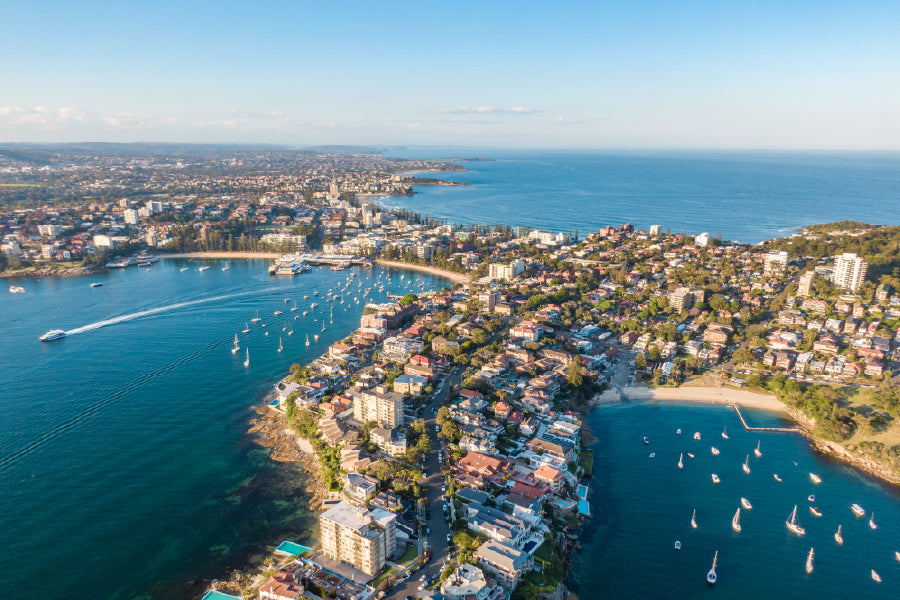 Aerial View of Manly Sea & City Photograph Home Decor Premium Quality Poster Print Choose Your Sizes