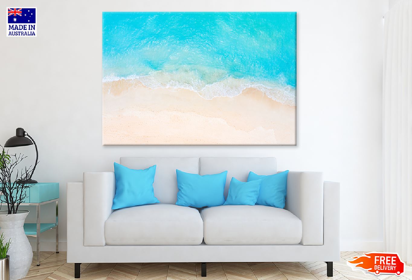 Blue Sea Waves & Seashore Aerial View Photograph Print 100% Australian Made