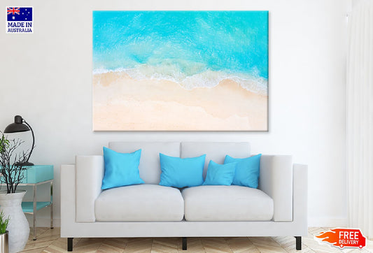 Blue Sea Waves & Seashore Aerial View Photograph Print 100% Australian Made
