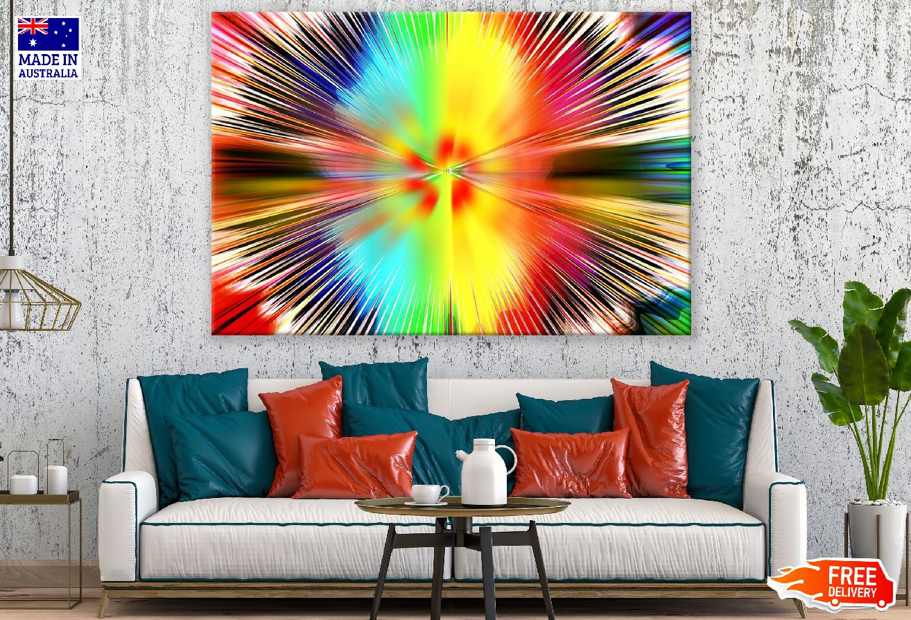 Blue Yellow & Red Digital Abstract Design Print 100% Australian Made