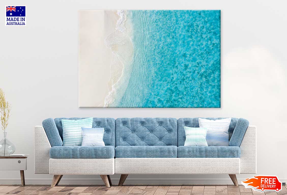 Clear Blue Sea Waves on Sand View Photograph Print 100% Australian Made