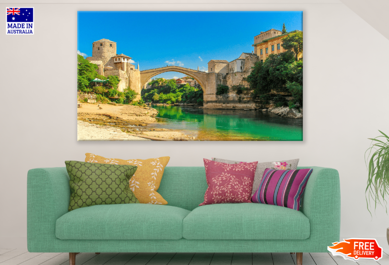Old Bridge View From Neretva River Print 100% Australian Made