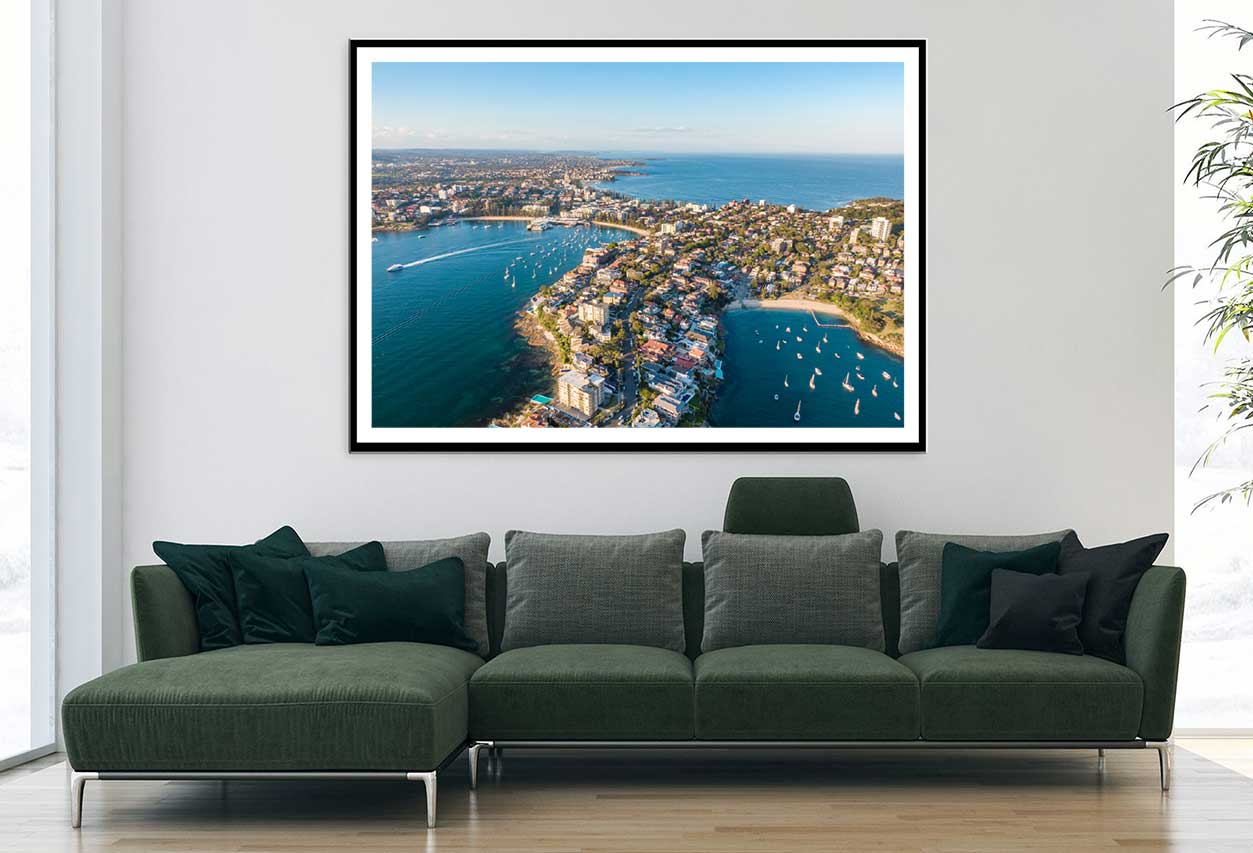 Aerial View of Manly Sea & City Photograph Home Decor Premium Quality Poster Print Choose Your Sizes