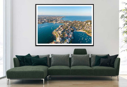 Aerial View of Manly Sea & City Photograph Home Decor Premium Quality Poster Print Choose Your Sizes