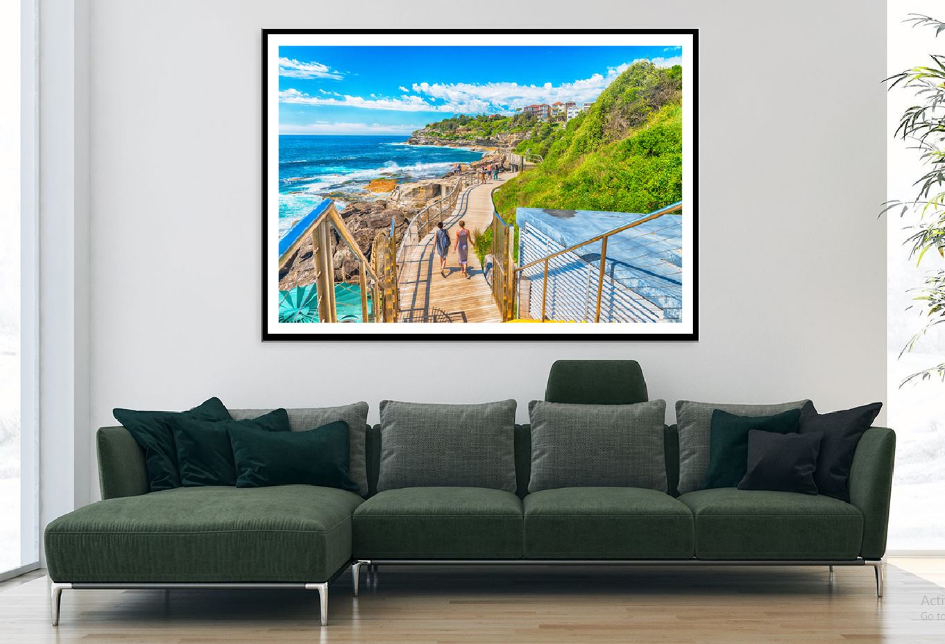 People on Bondi Beach Wooden Pier Photograph Home Decor Premium Quality Poster Print Choose Your Sizes