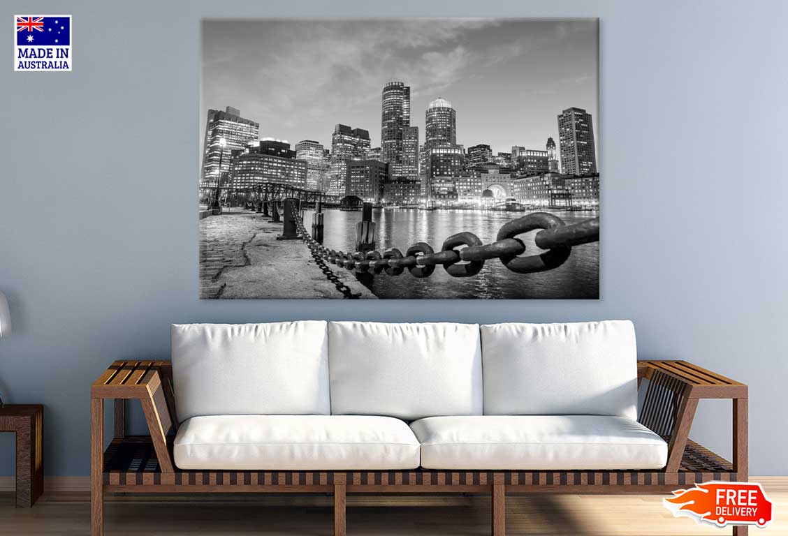 Fan Pier Park View B&W Photograph Print 100% Australian Made