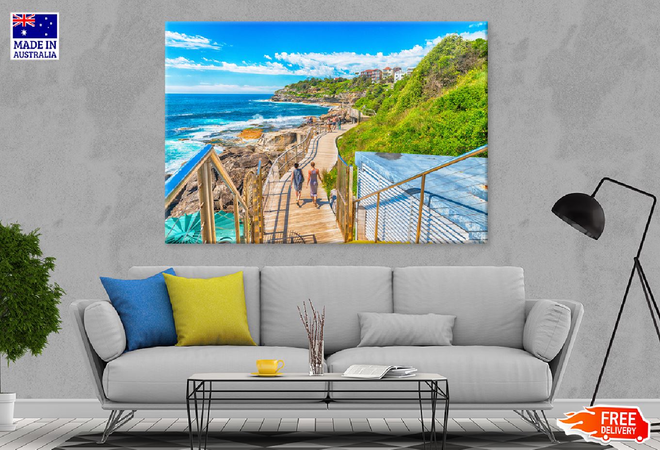 People on Bondi Beach Wooden Pier Photograph Print 100% Australian Made