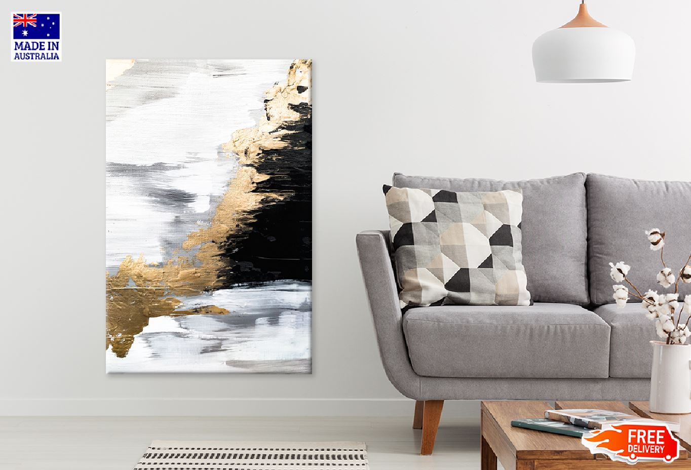 Black & Gold Contemporary Art Abstract Design Print 100% Australian Made