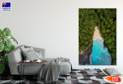 Palm Trees & Sea Waves Aerial View Photograph Print 100% Australian Made