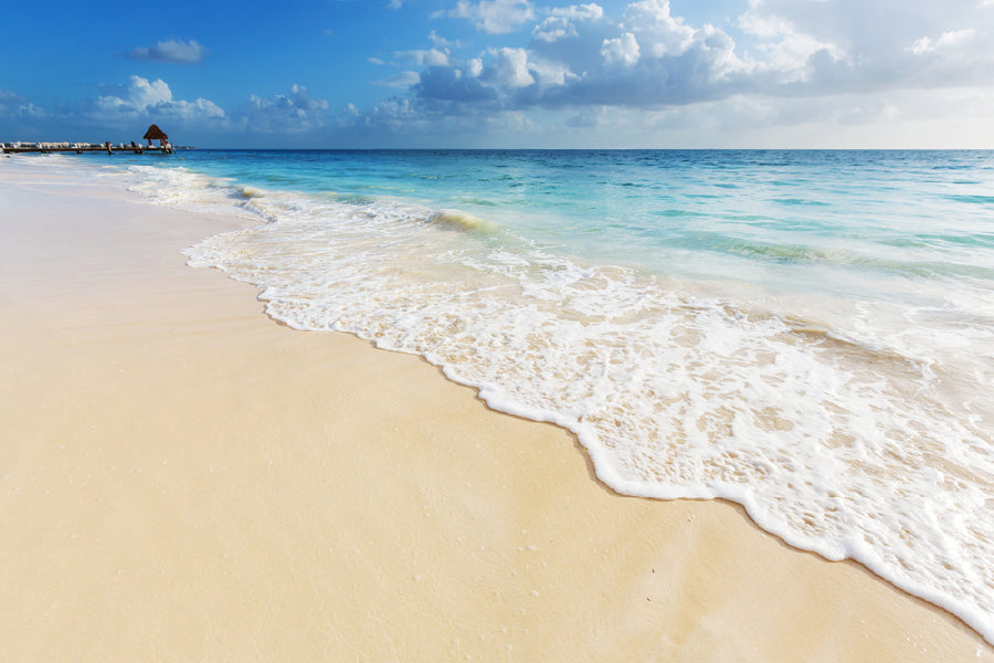 Sandy Beach with Waves View Photograph Print 100% Australian Made