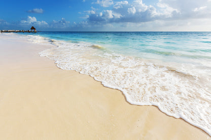 Sandy Beach with Waves View Photograph Print 100% Australian Made