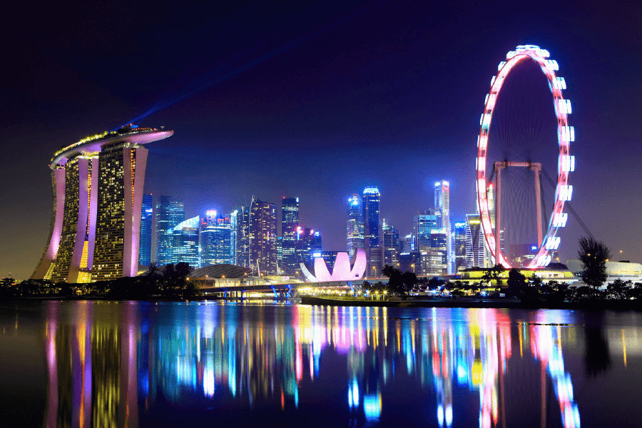 Singapore City Skyline at Night Print 100% Australian Made