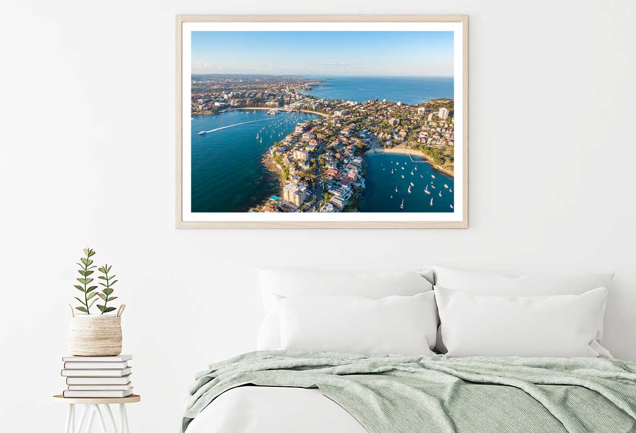 Aerial View of Manly Sea & City Photograph Home Decor Premium Quality Poster Print Choose Your Sizes