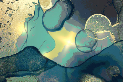 Blue & Gold Abstract Fluid Design Print 100% Australian Made