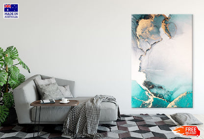 Green Grey & Gold Marble Abstract Design Print 100% Australian Made