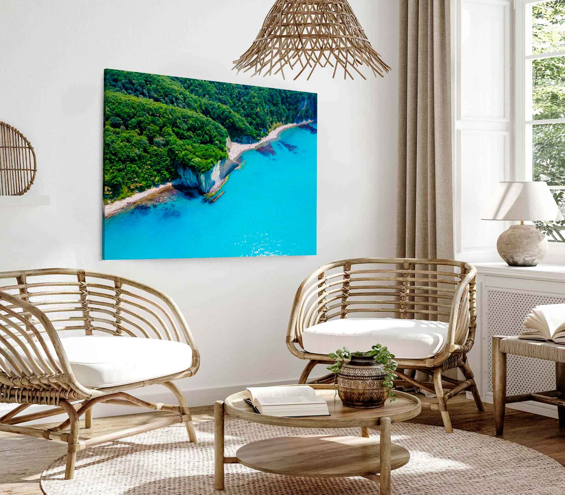 Bella Home Sea Coast Forest Aerial View Print Canvas Ready to hang
