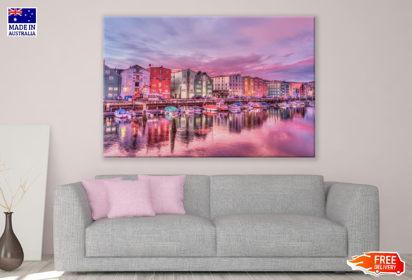 Norway Pink Color Cityscape Photograph Print 100% Australian Made