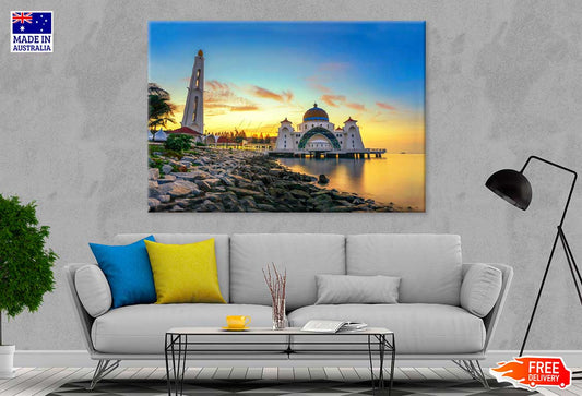 Mosque on Lake Sunset Photograph Malaysia Print 100% Australian Made