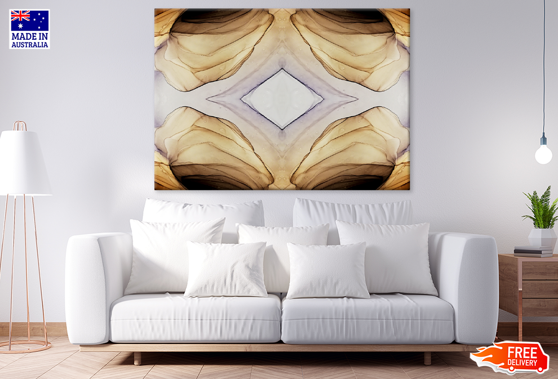 Brown Yellow & White Abstract Design Print 100% Australian Made