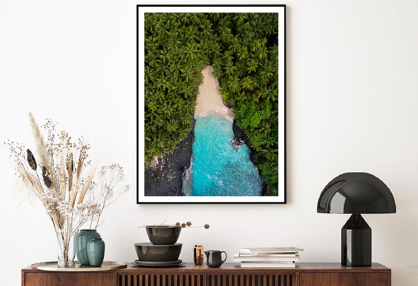 Palm Trees & Sea Waves Aerial Photograph Home Decor Premium Quality Poster Print Choose Your Sizes