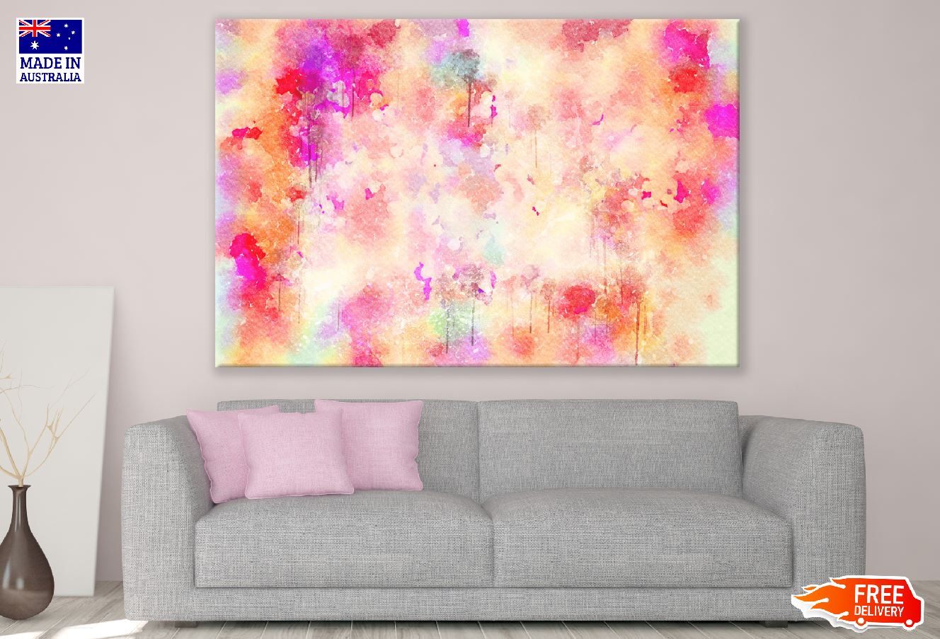 Orange & Pink Abstract Design Print 100% Australian Made